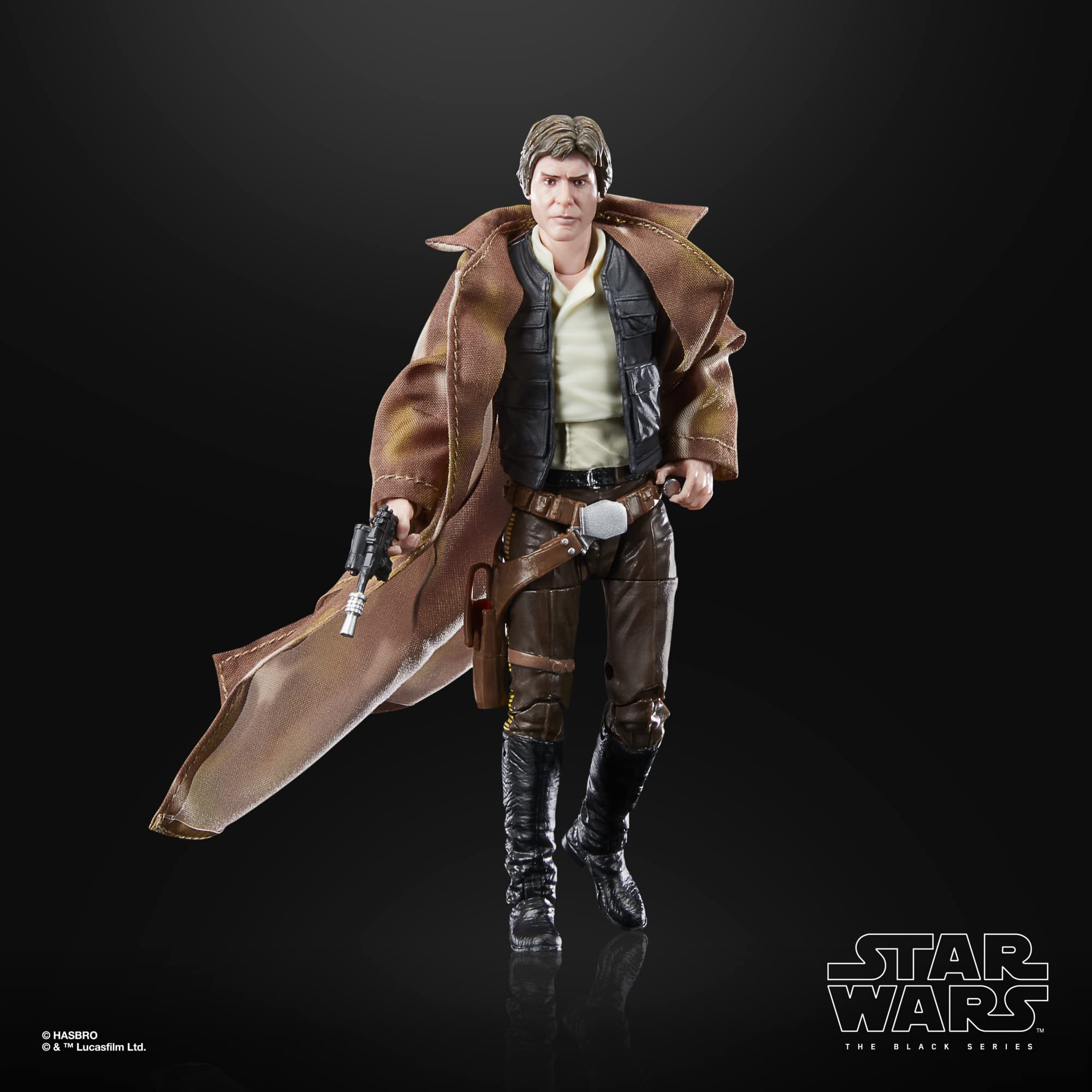 STAR WARS The Black Series Han Solo figure with poseable head, arms, and legs.