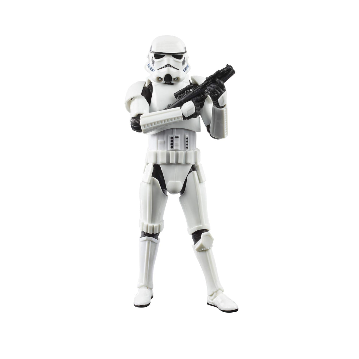 STAR WARS The Black Series Imperial Stormtrooper figure, front view for display and poseable play.