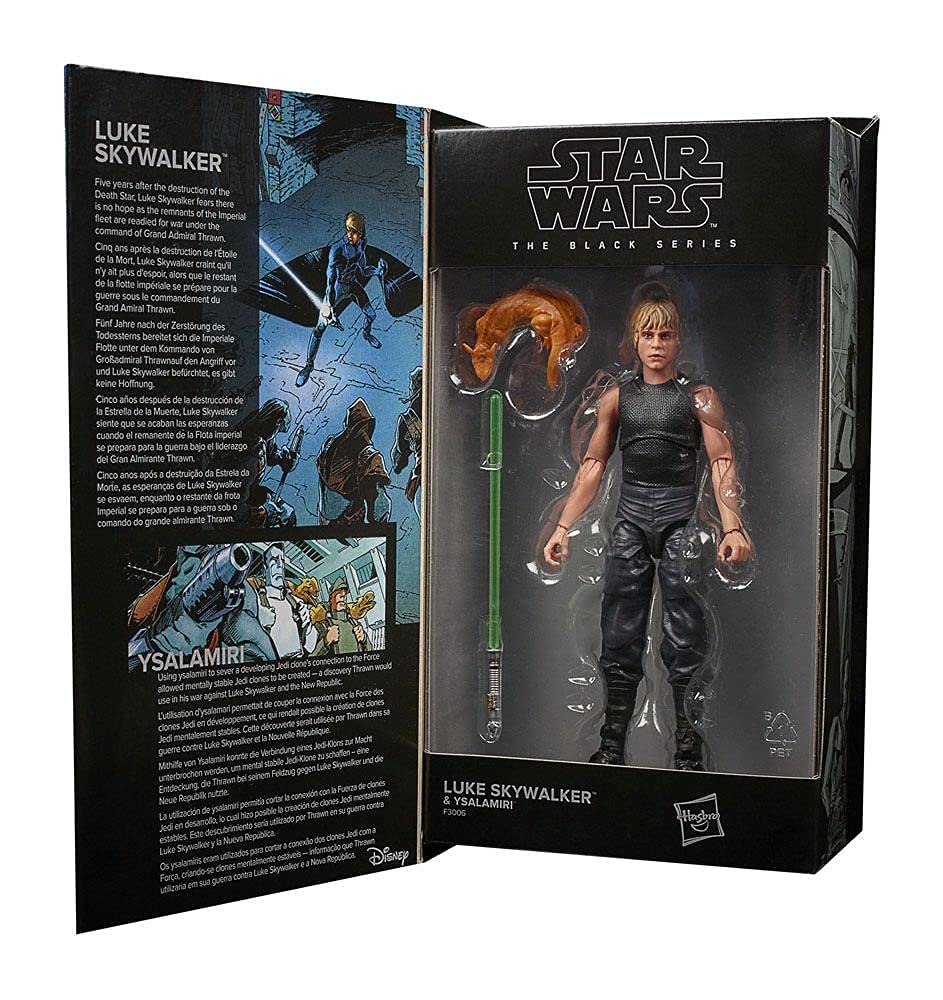 Star Wars The Black Series Luke Skywalker & Ysalamiri action figure packaging showcase.
