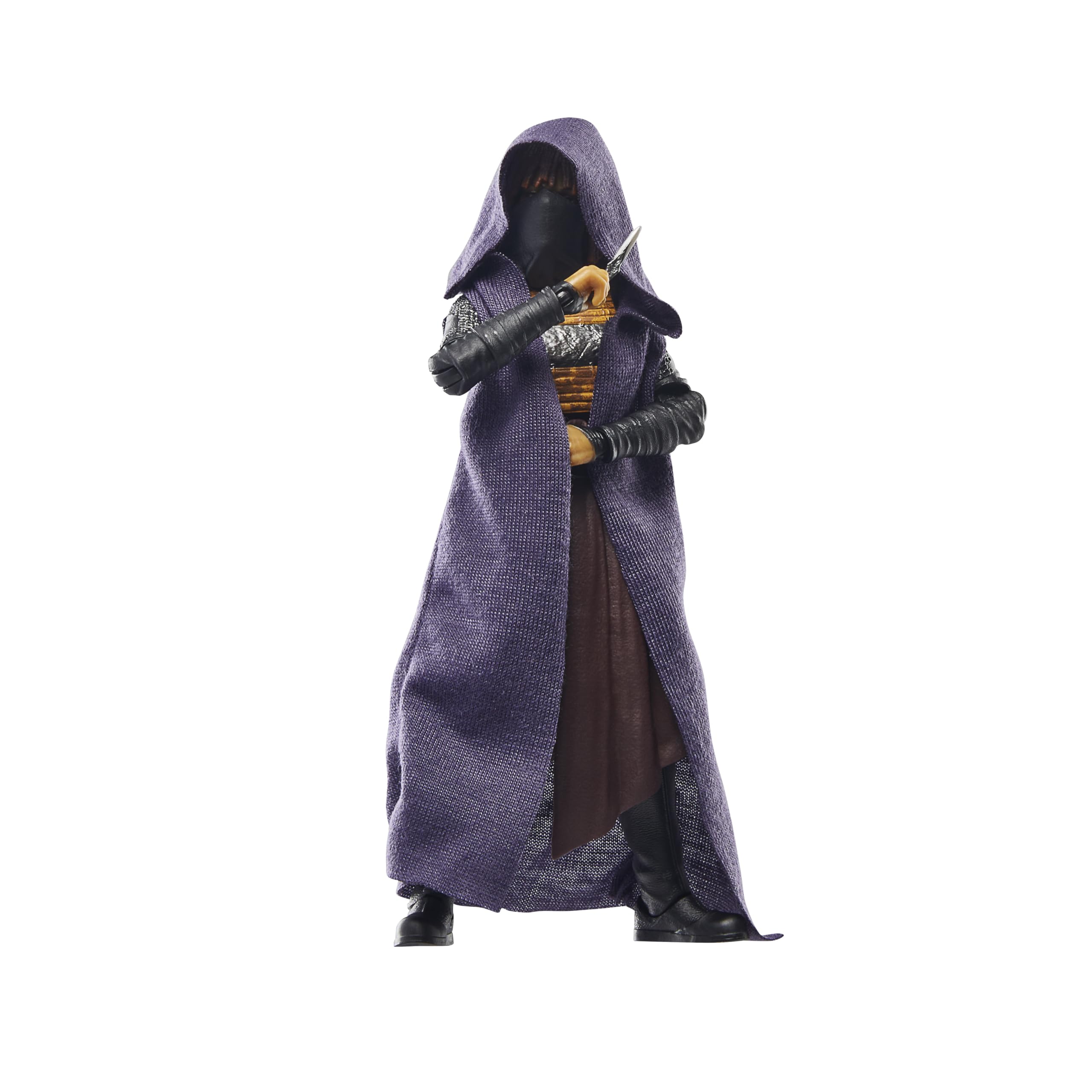 Removable face wrap for alternate looks on the Mae Assassin figure.