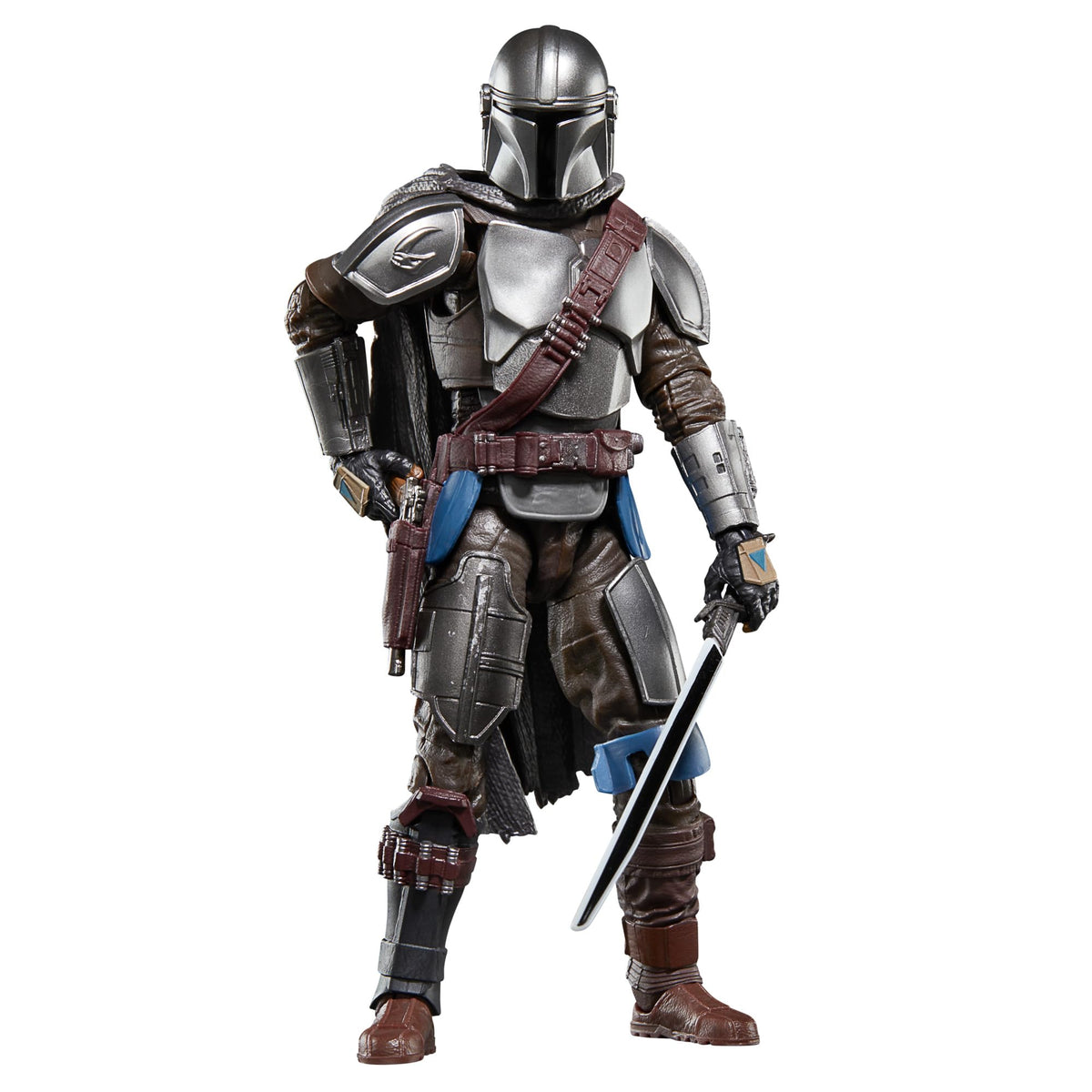 STAR WARS The Black Series Mandalorian figure front view with Darksaber for display