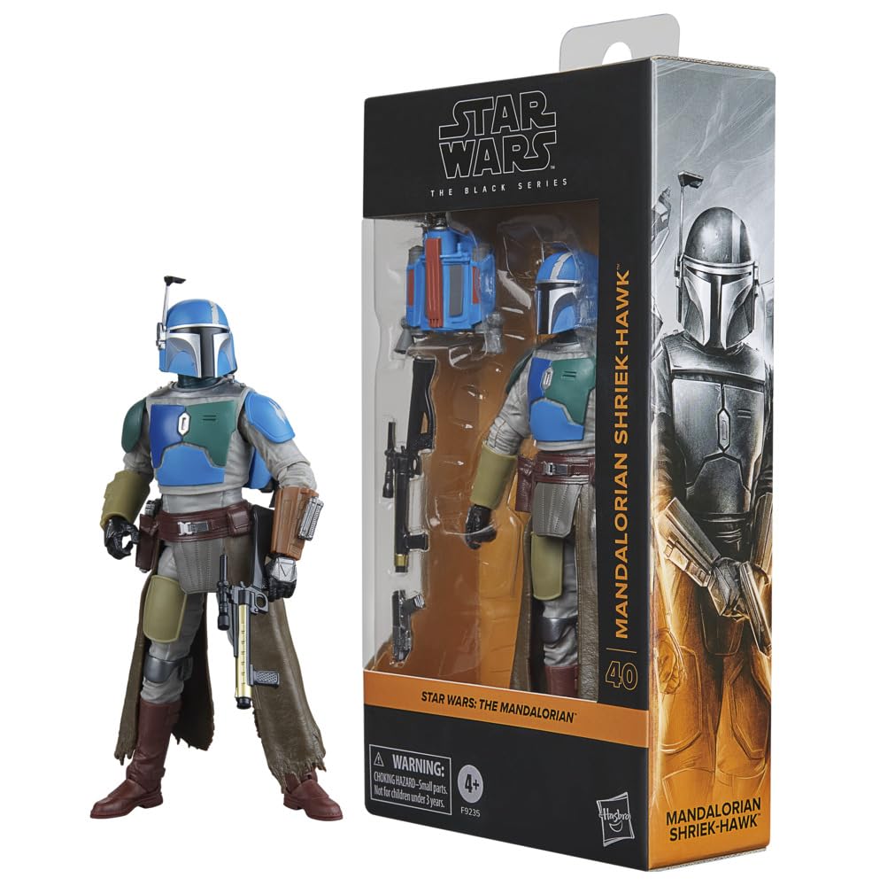 STAR WARS The Black Series Mandalorian Shriek-Hawk figure front view with authentic styling.
