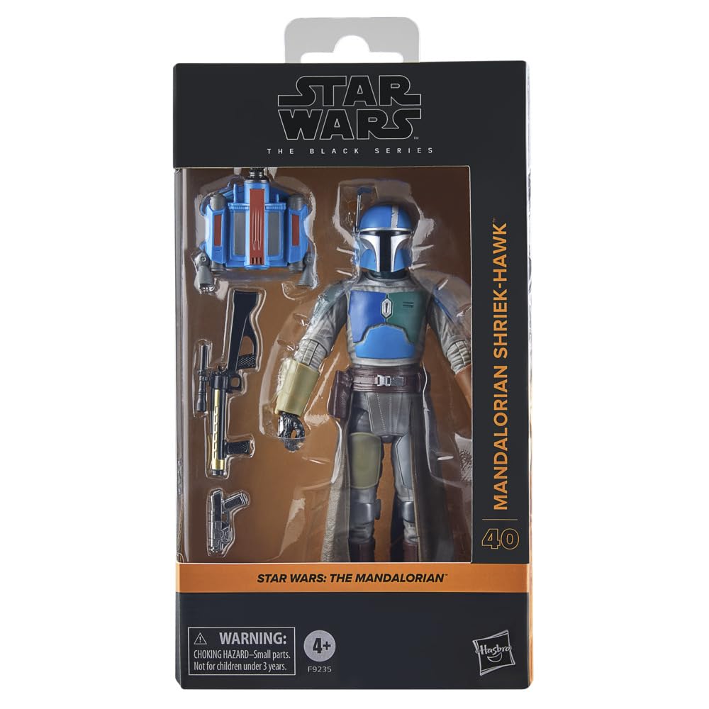 STAR WARS The Black Series Mandalorian Shriek-Hawk figure textured deco on armor.
