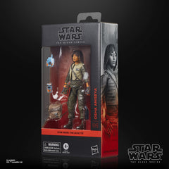 STAR WARS The Black Series Osha Aniseya accessories close-up shows included blaster and backpack.