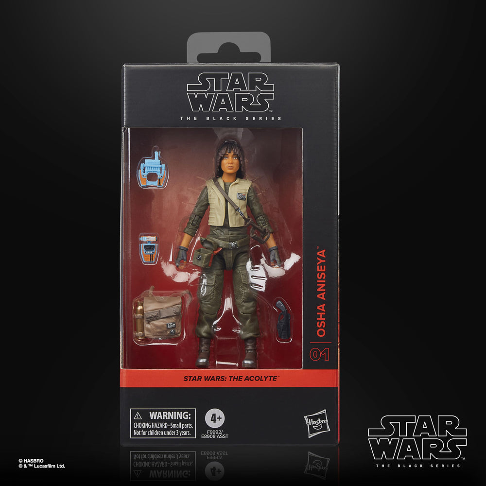 STAR WARS The Black Series Osha Aniseya figure articulation points highlight poseability.