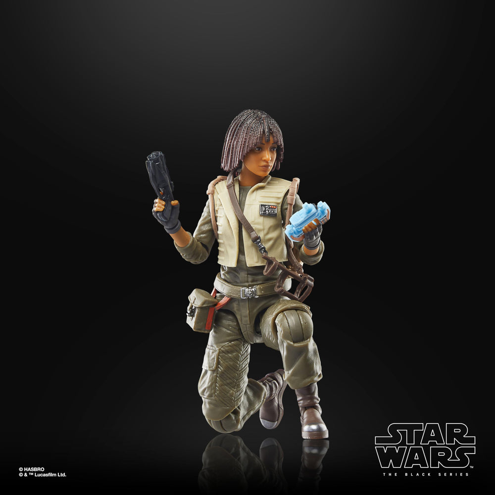 STAR WARS The Black Series Osha Aniseya figure with blaster highlights iconic weapon readiness.