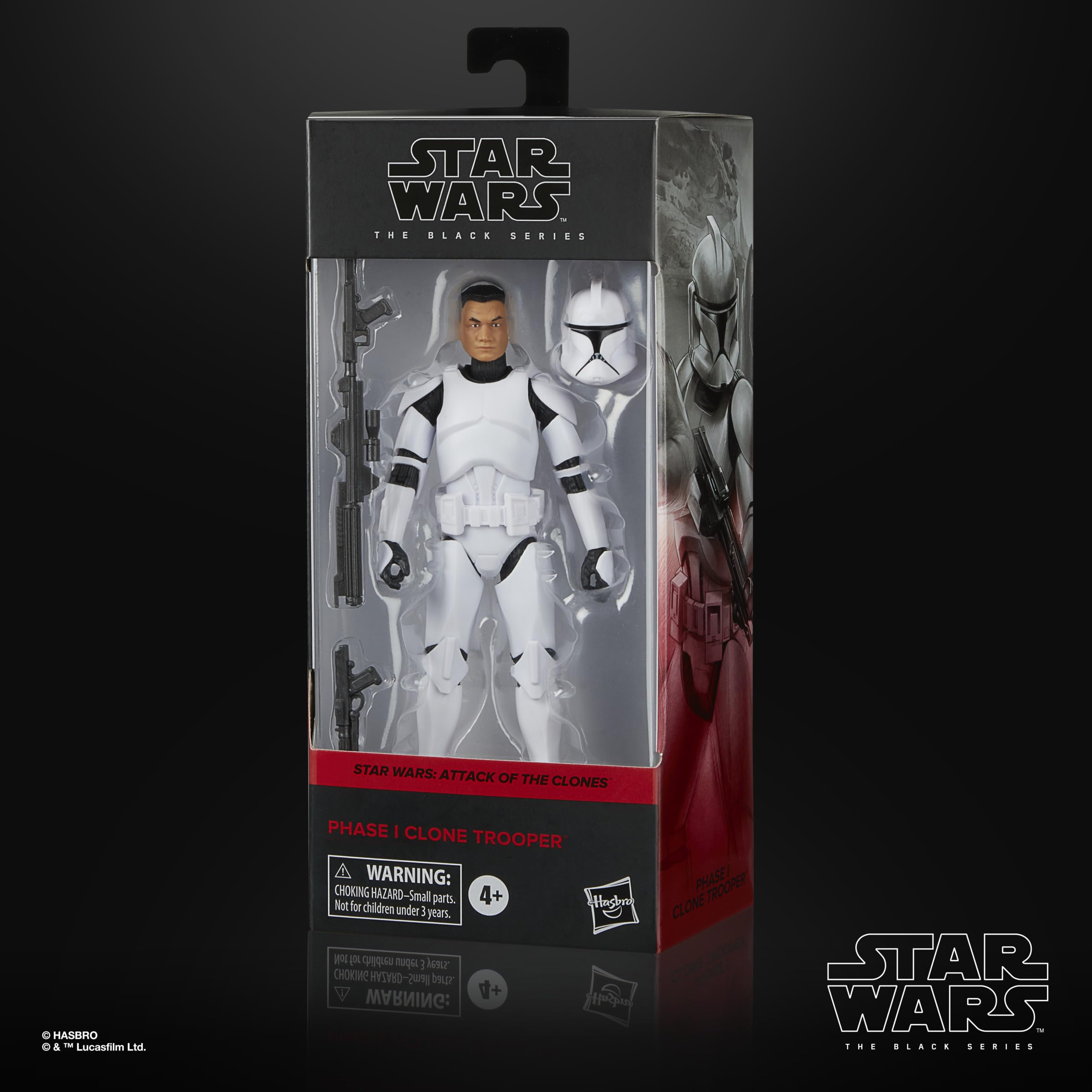 STAR WARS The Black Series Phase I Clone Trooper figure, articulation pose, ready for dynamic display