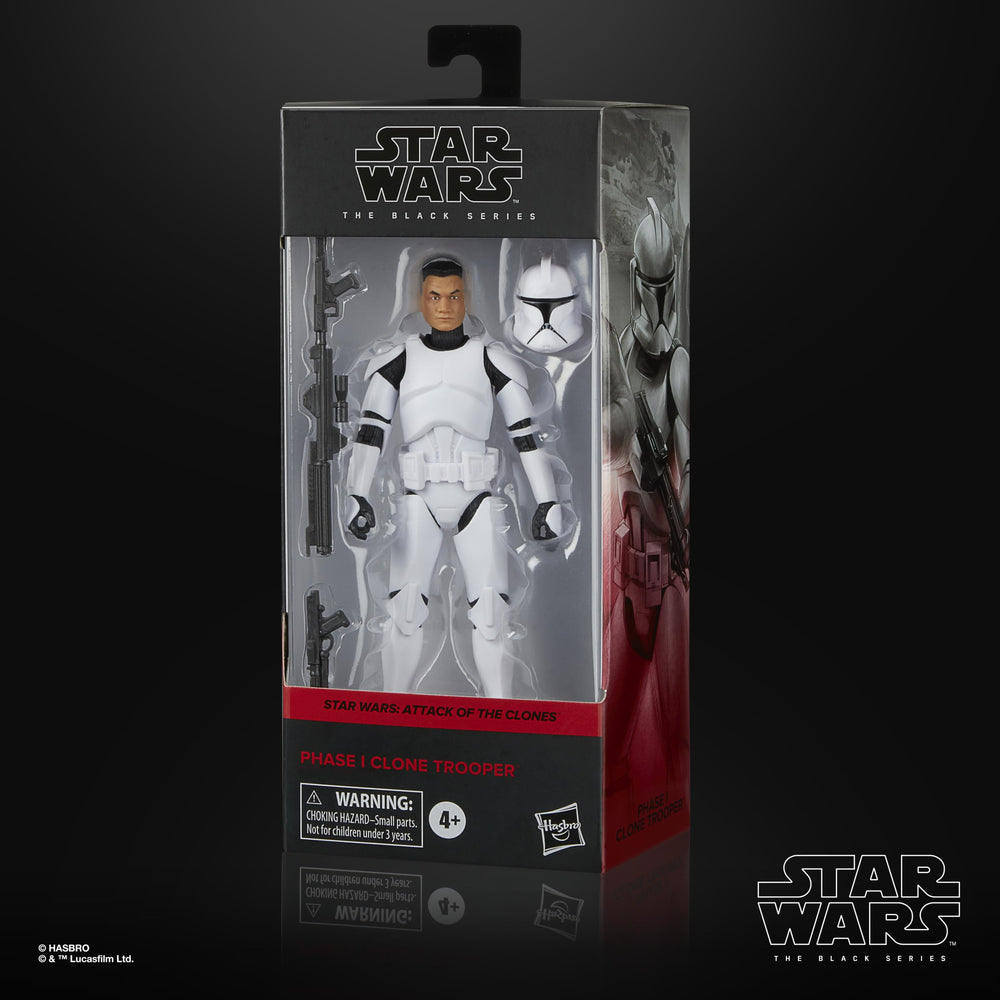STAR WARS The Black Series Phase I Clone Trooper figure, articulation pose, ready for dynamic display