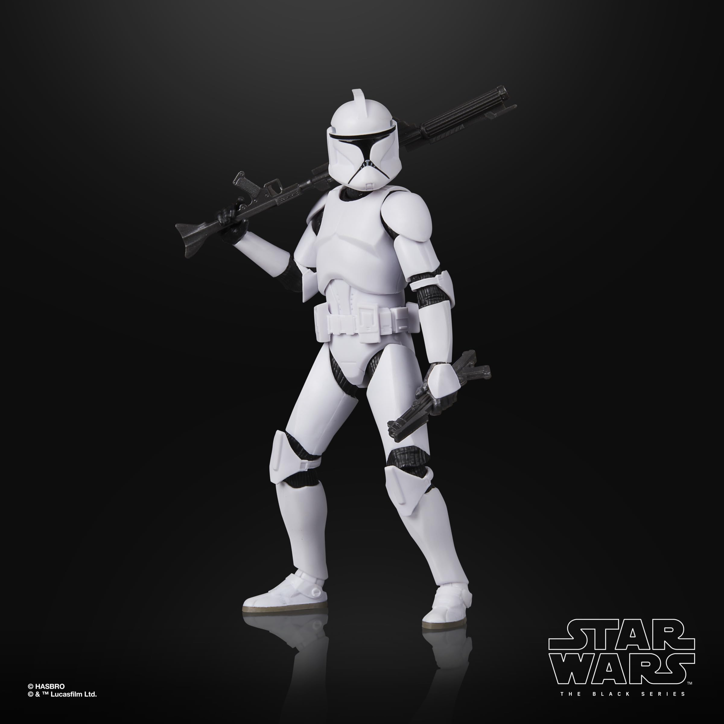 STAR WARS The Black Series Phase I Clone Trooper figure, premium deco for museum-quality presentation