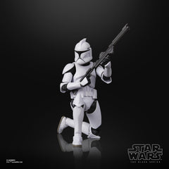 STAR WARS The Black Series Phase I Clone Trooper figure, window box packaging for shelf display