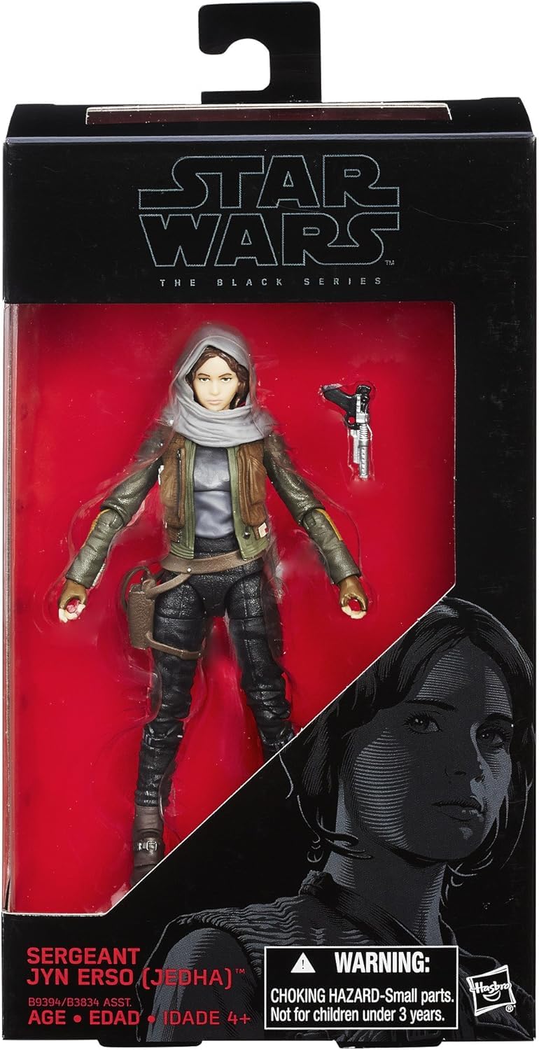 Star Wars The Black Series Sergeant Jyn Erso front view action figure for display