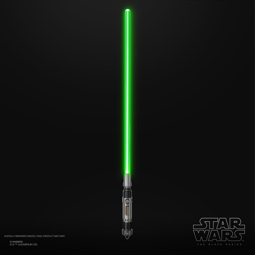 Close-up of Star Wars Black Series Sabine Wren lightsaber hilt.