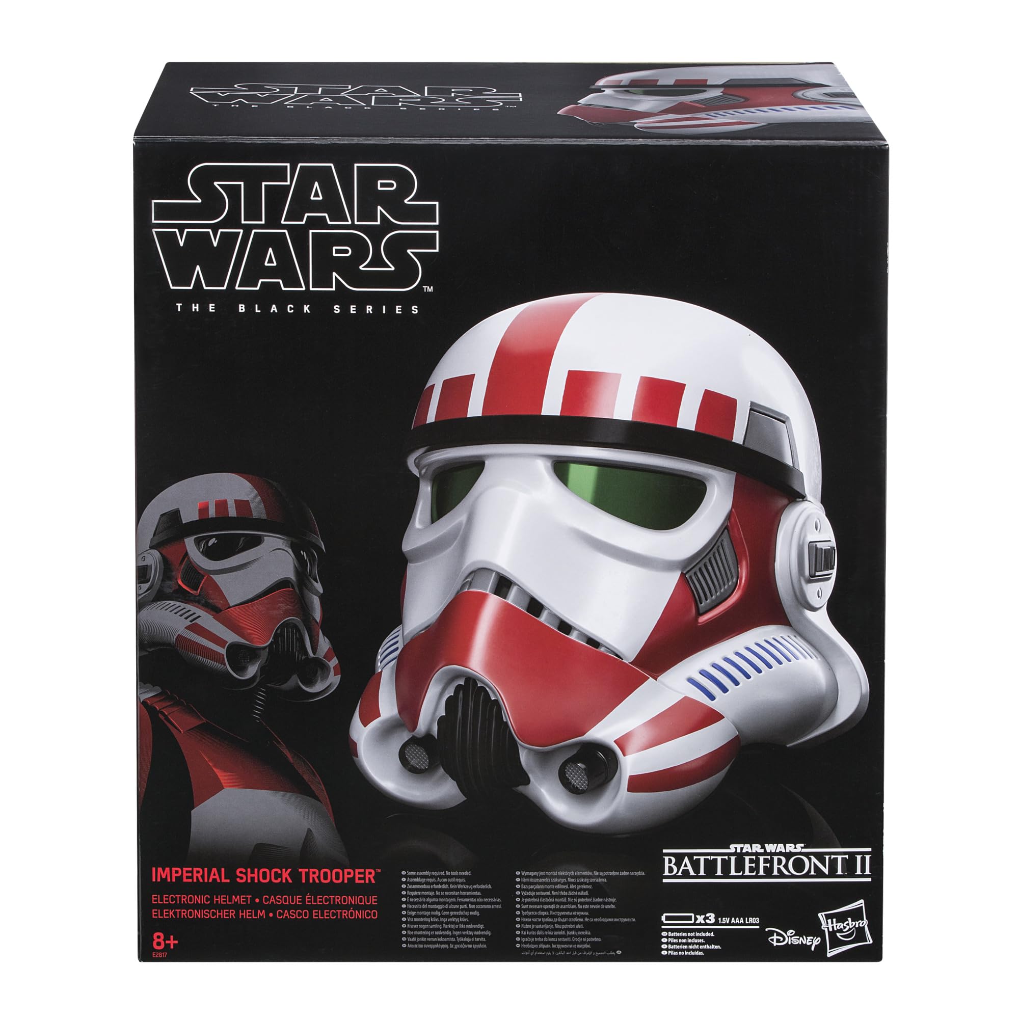 STAR WARS The Black Series Shock Trooper Helmet, side view, authentic display piece for collectors.