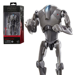 Star Wars The Black Series Super Battle Droid in window box packaging for display