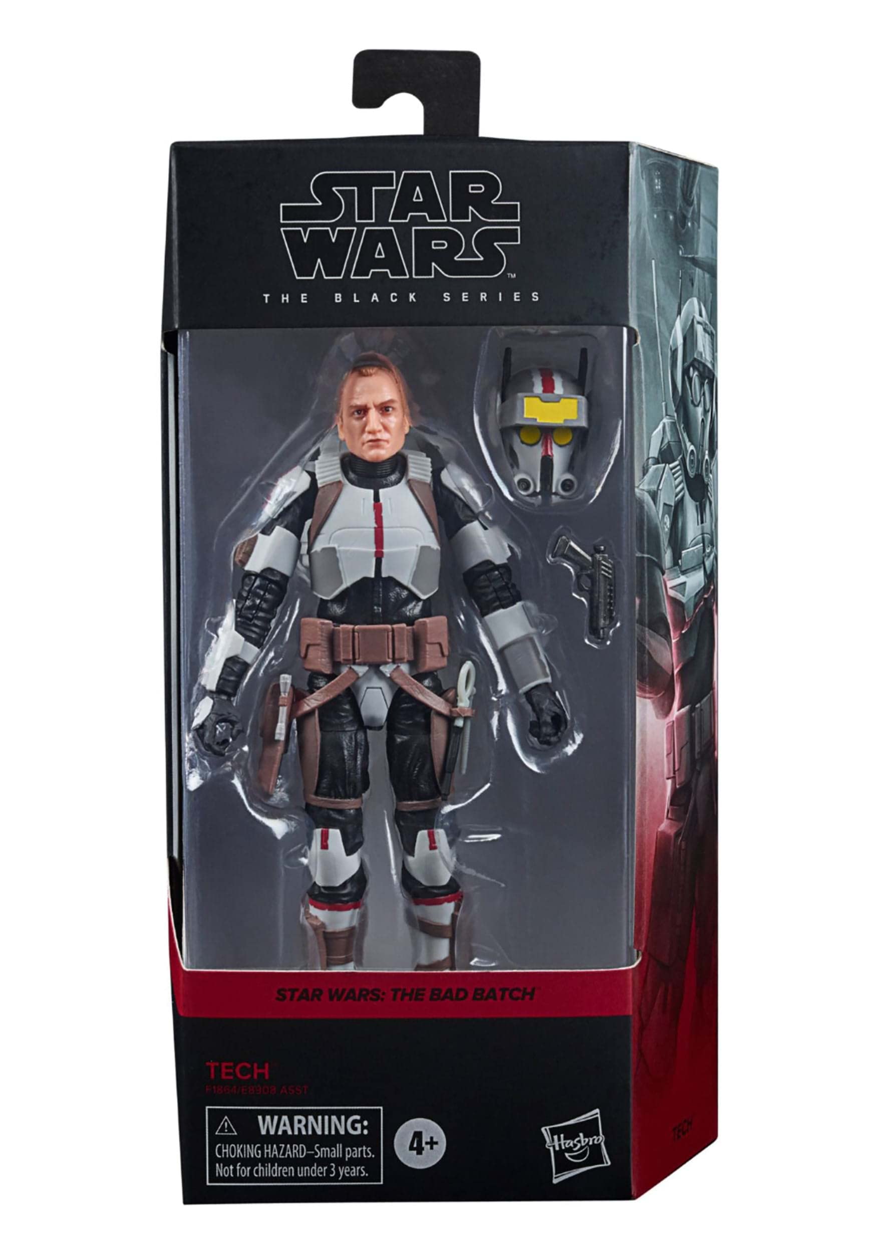 STAR WARS The Black Series Tech helmet detail with authentic deco for collectors.