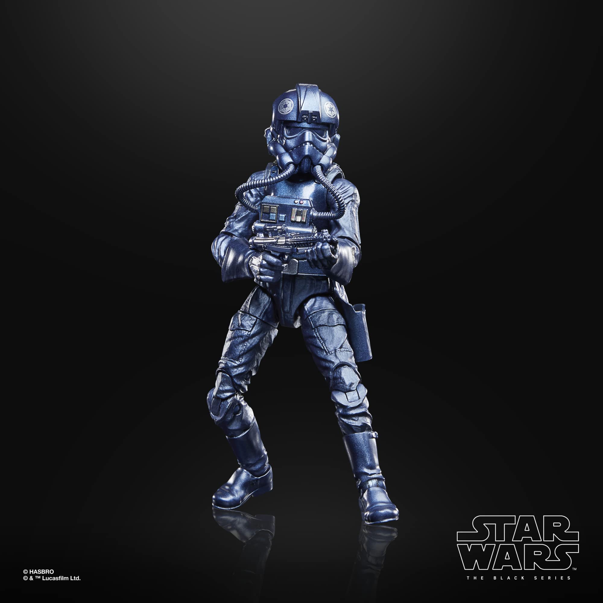 STAR WARS The Black Series TIE Pilot armor detail enhances display aesthetics.