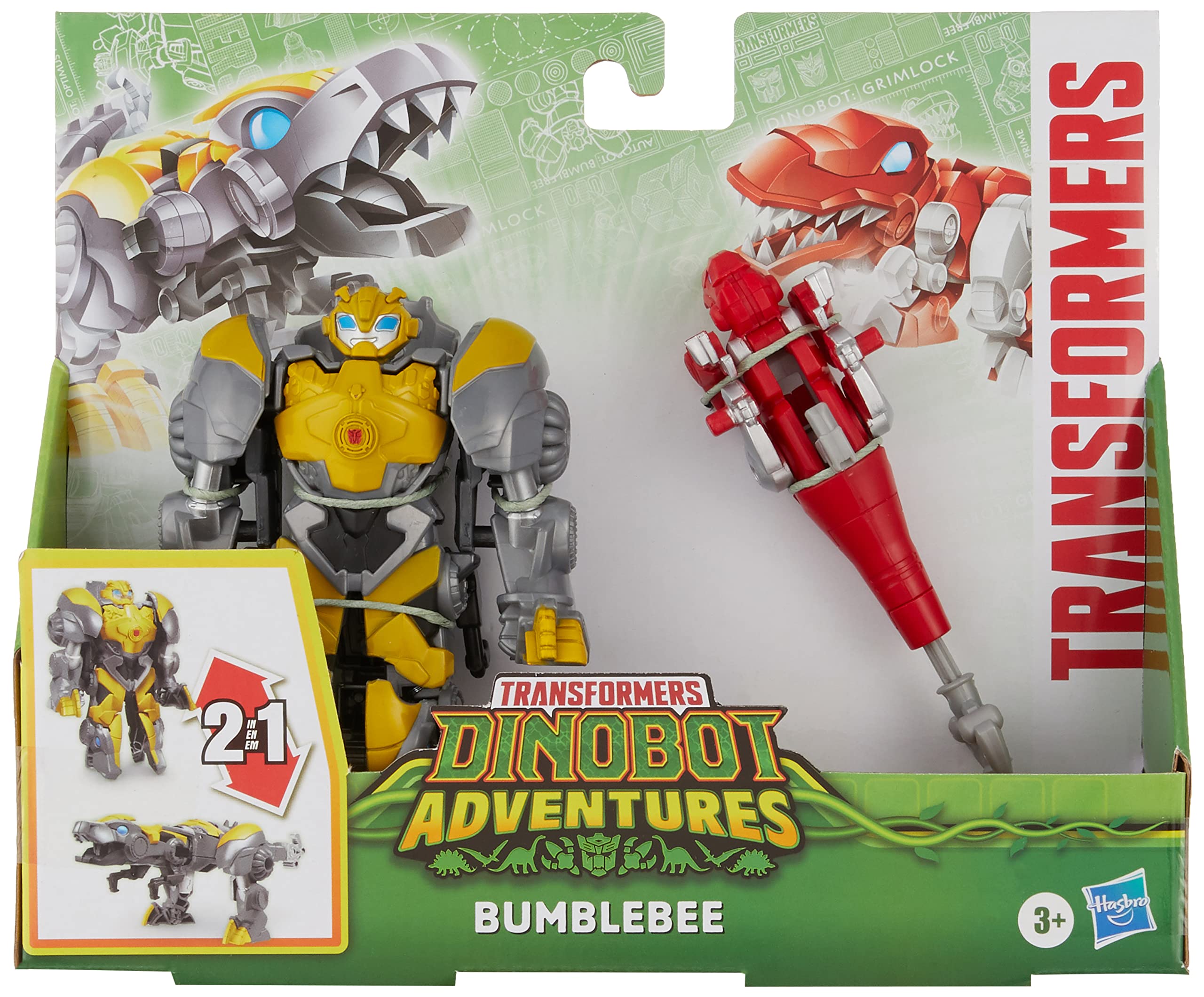 STAR WARS Dinobot Adventures Bumblebee figure back chomping action enhances tactile play and imagination.