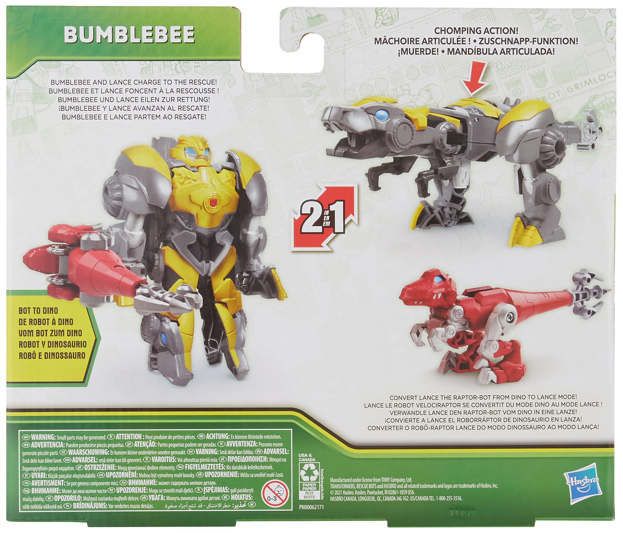 STAR WARS Bumblebee Dinobot Adventures figure converts from robot to raptor mode in one easy step.