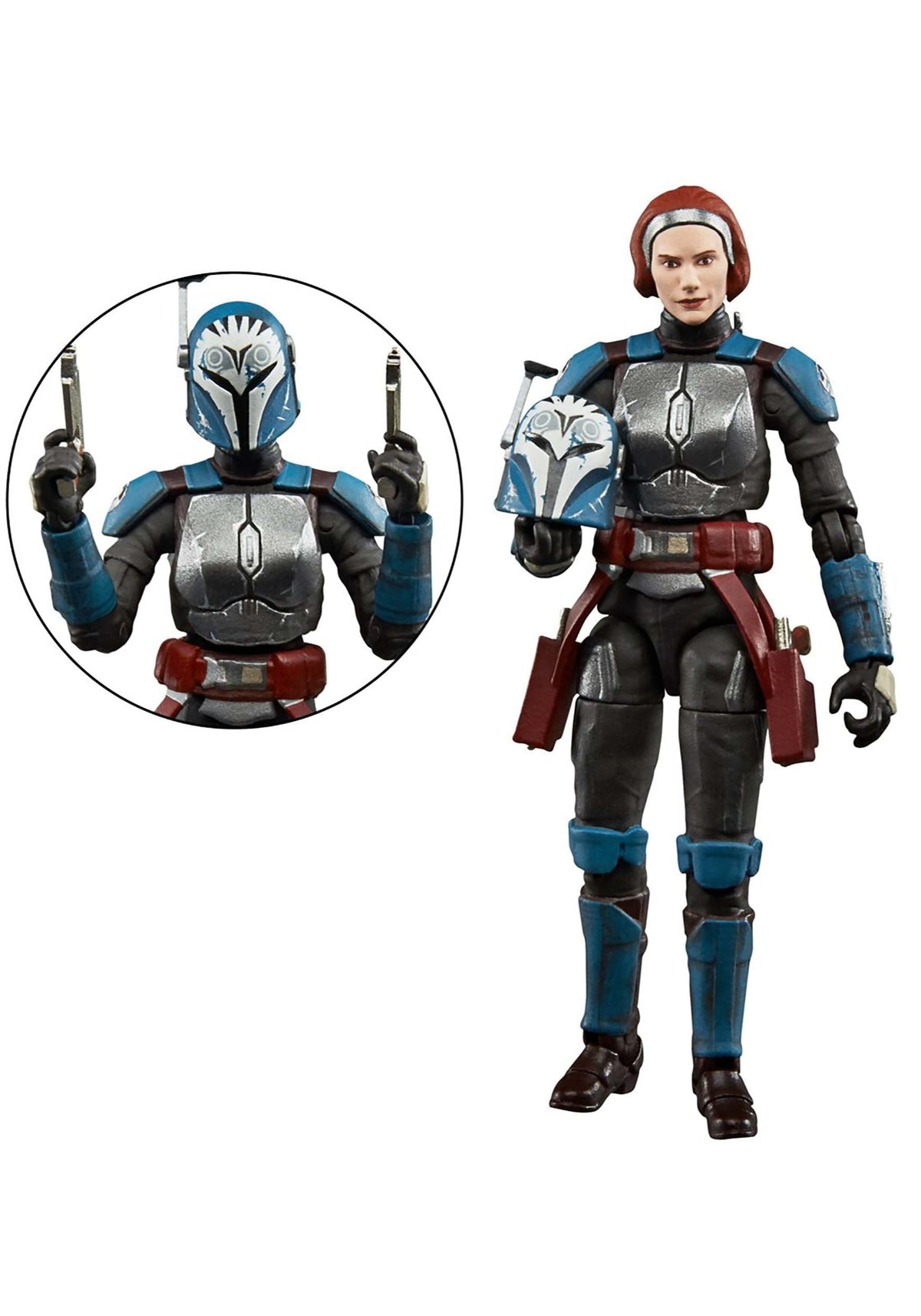 Bo-Katan Kryze action figure from The Vintage Collection, front view for display