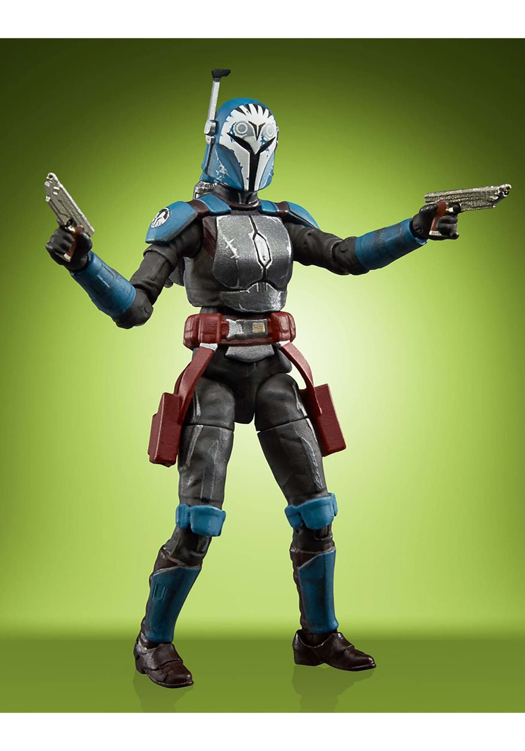 Packaging art featuring Bo-Katan Kryze with vintage inspired design