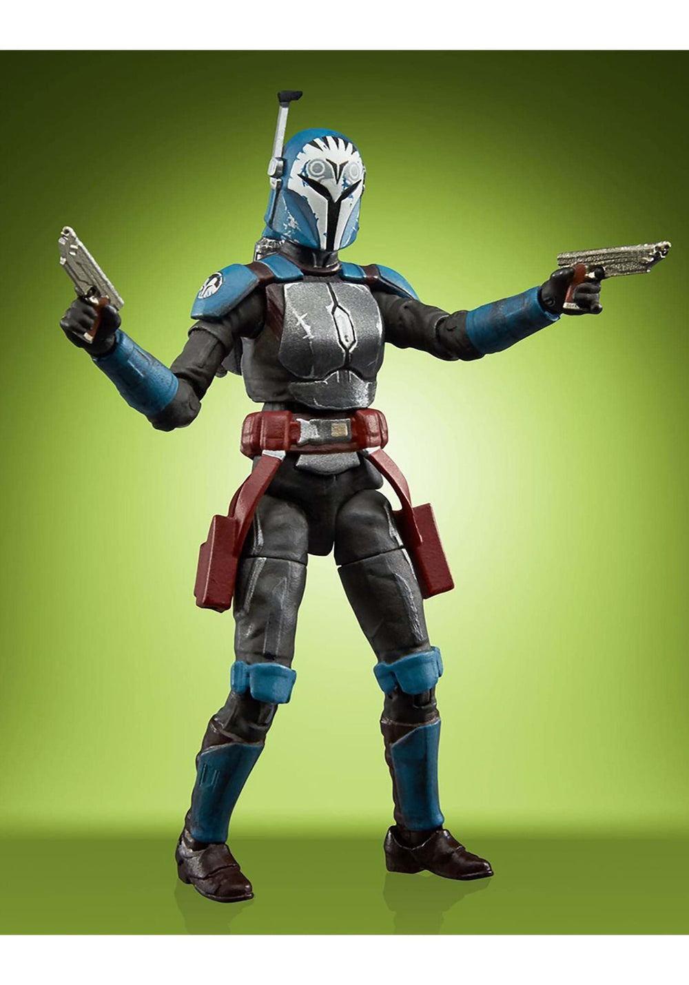 Packaging art featuring Bo-Katan Kryze with vintage inspired design