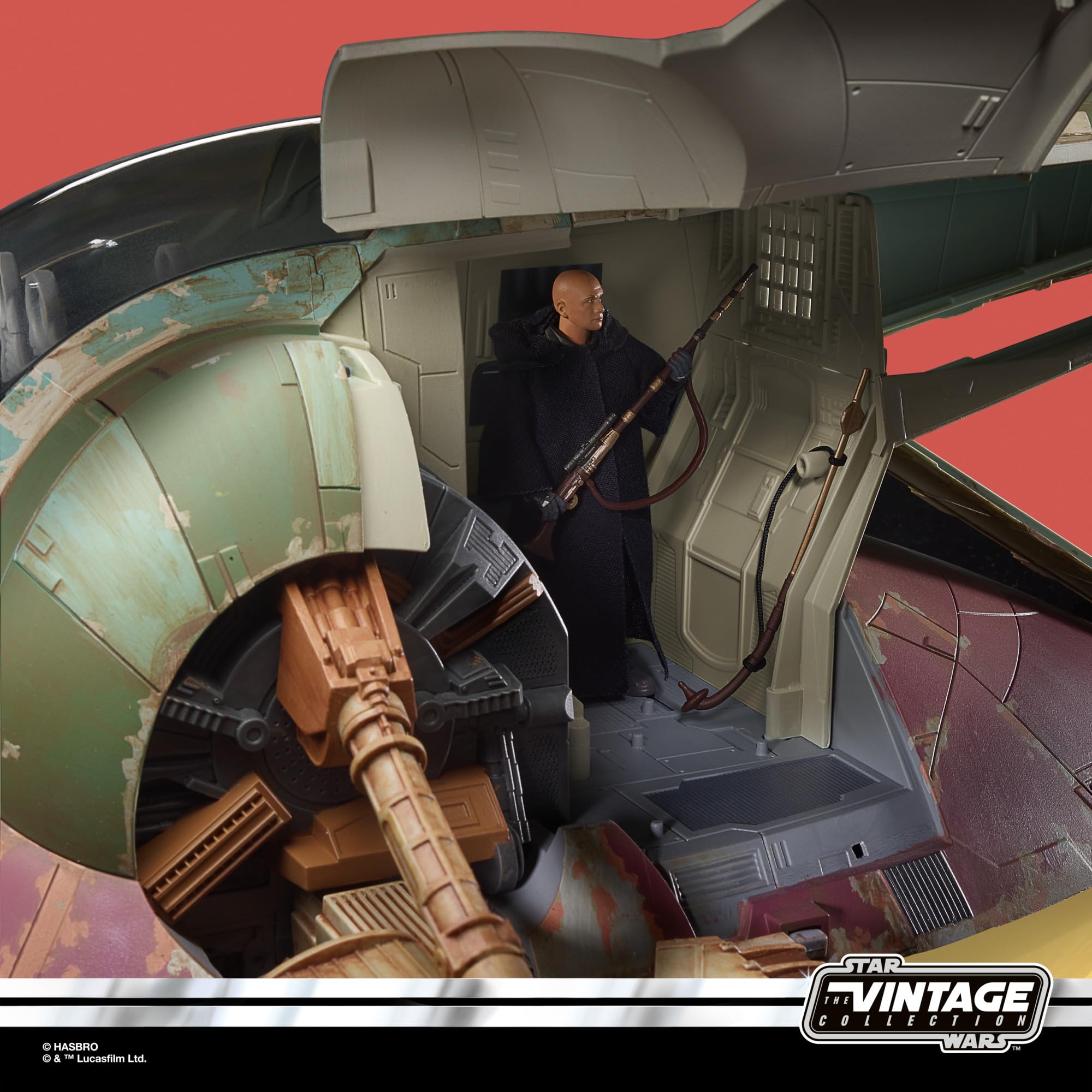 STAR WARS The Vintage Collection Boba Fett starship showcased with other figures for storytelling
