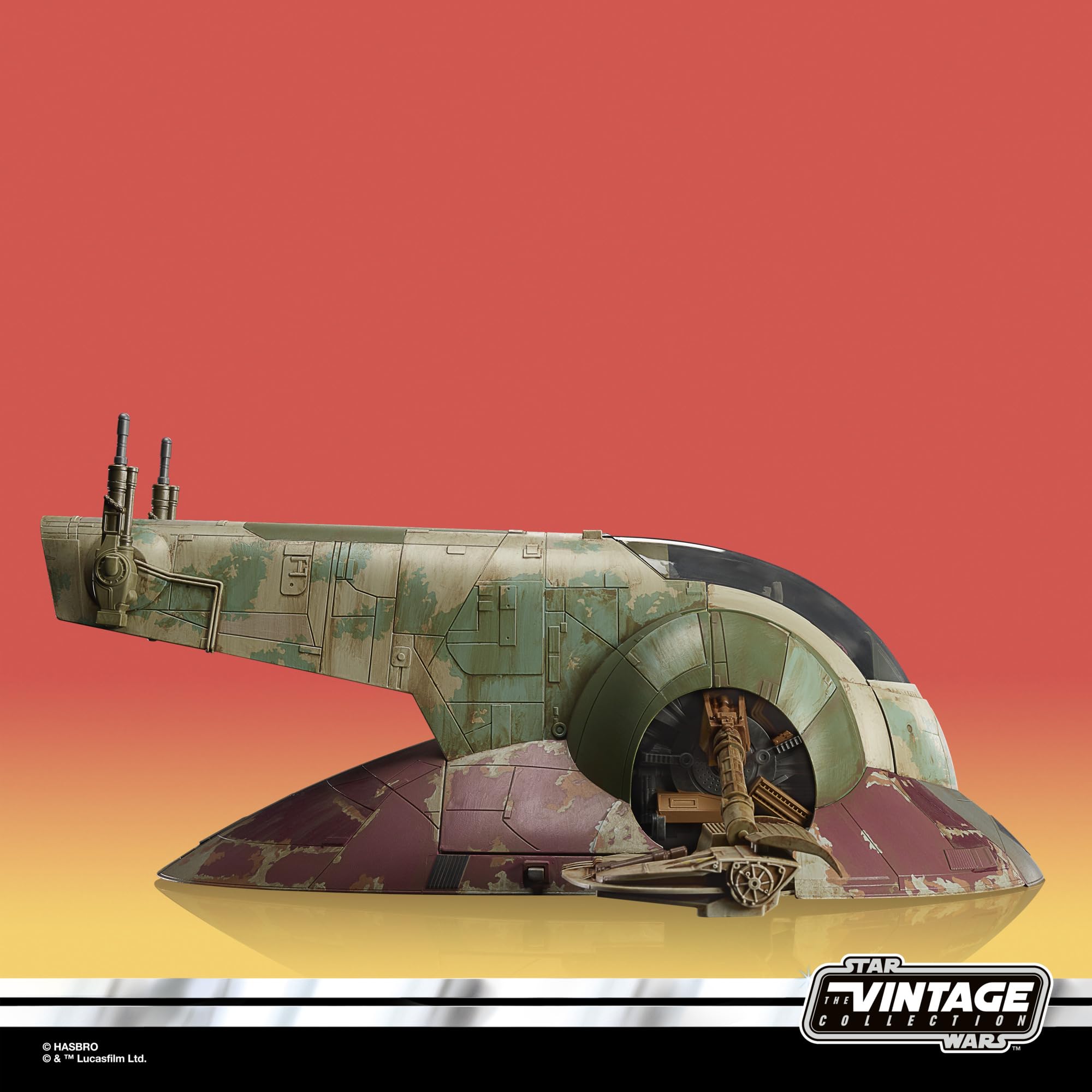 STAR WARS The Vintage Collection Boba Fett starship on a display shelf
