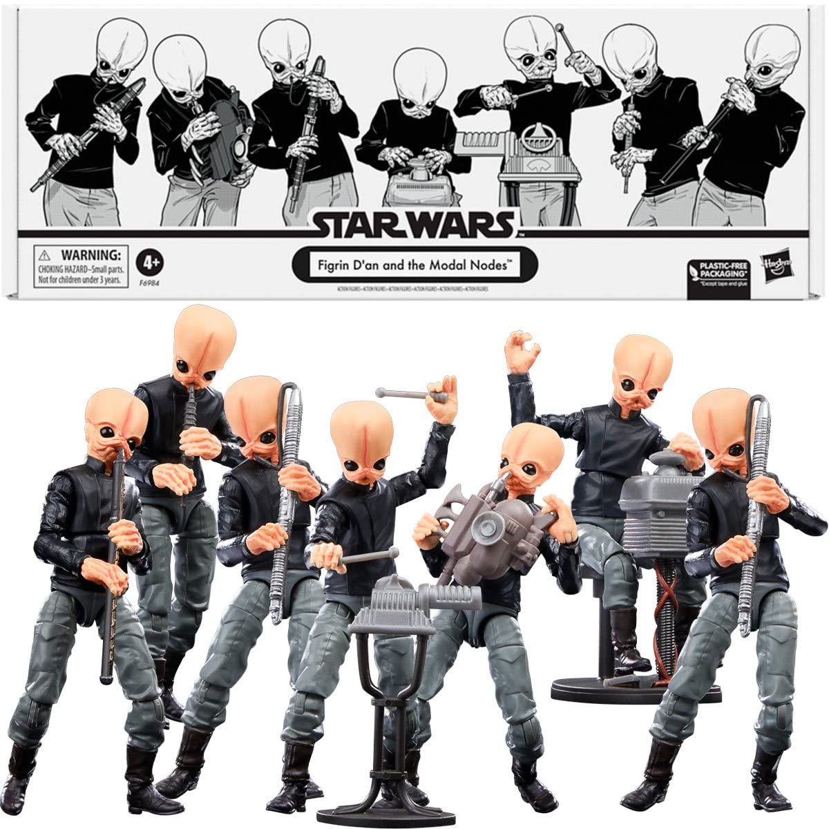 STAR WARS The Vintage Collection pack featuring Figrin D’an and the Modal Nodes for authentic cantina display.