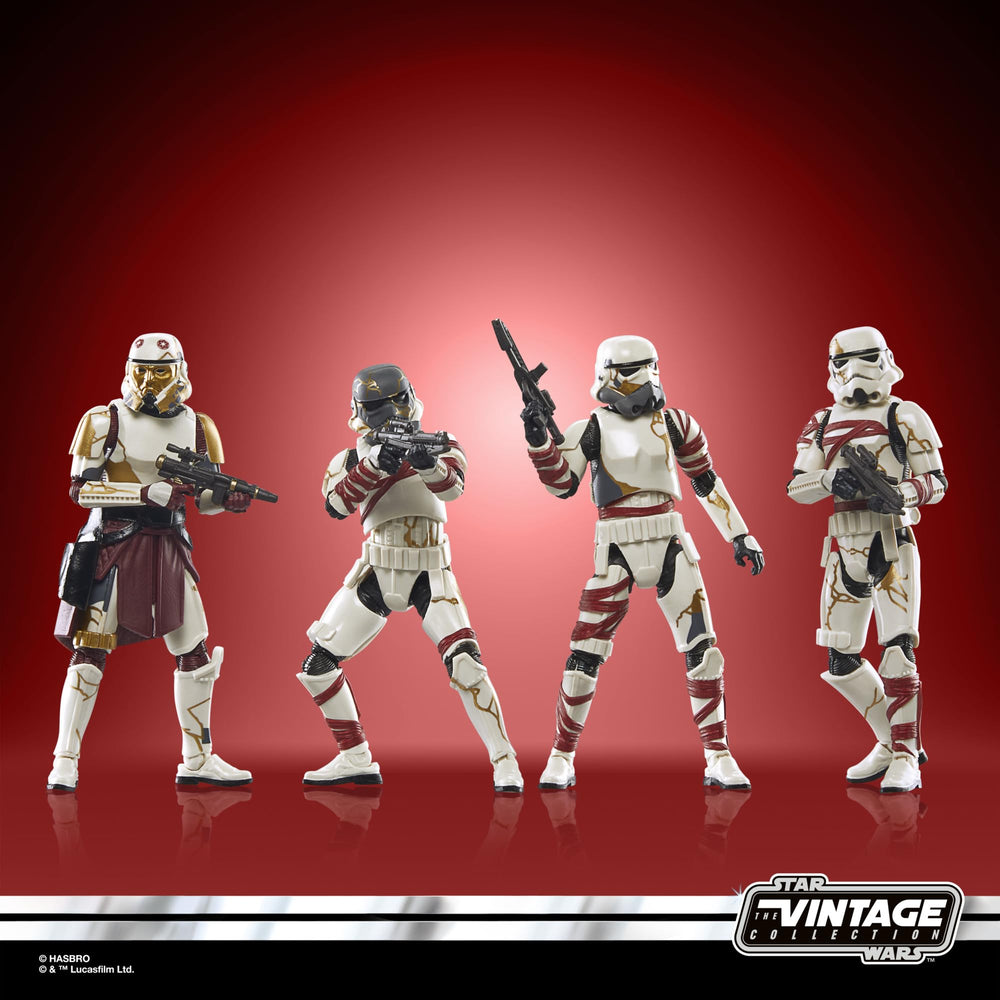 Star Wars Vintage Collection four-pack display setup for dioramas and collections.