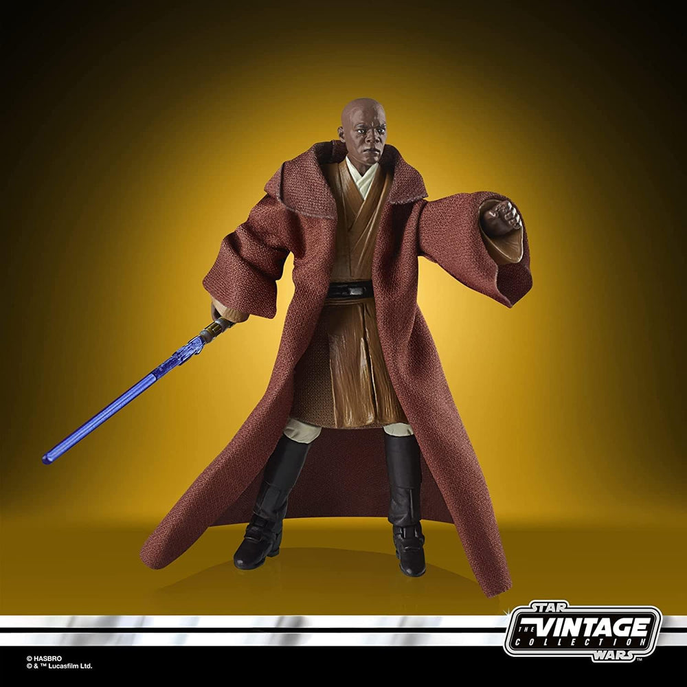 STAR WARS Mace Windu VC35 face deco close-up shows collectible realism.