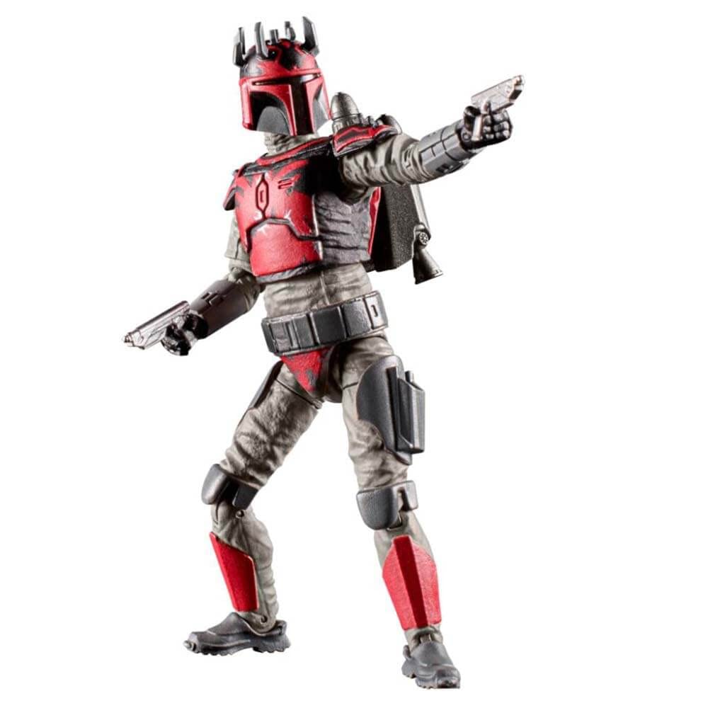 STAR WARS 3.75-inch Mandalorian figure with horned helmet for display.