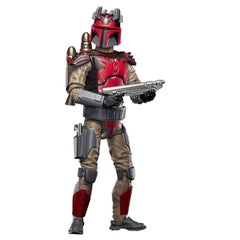 STAR WARS Mandalorian Super Commando Captain figure in red and black armor for display.