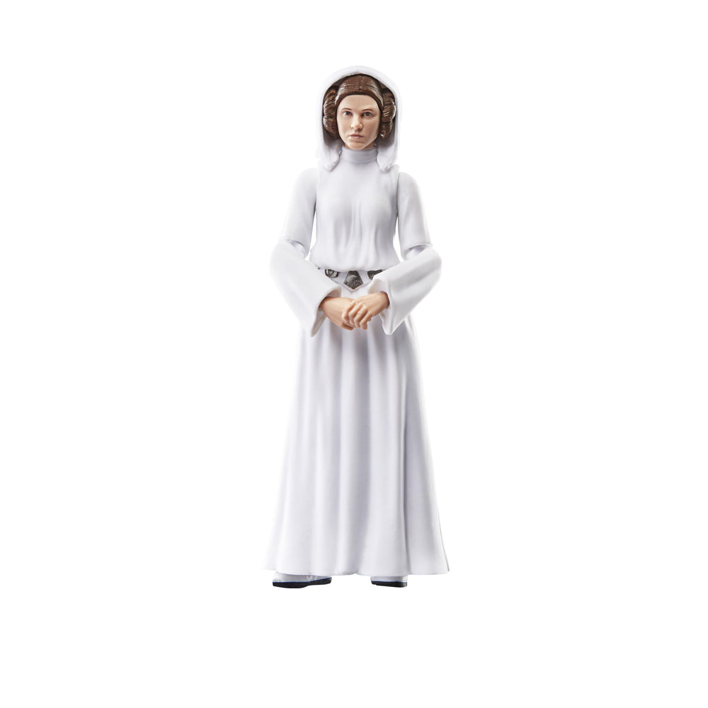 STAR WARS Leia Organa packaging scene with vintage-inspired collectibles.