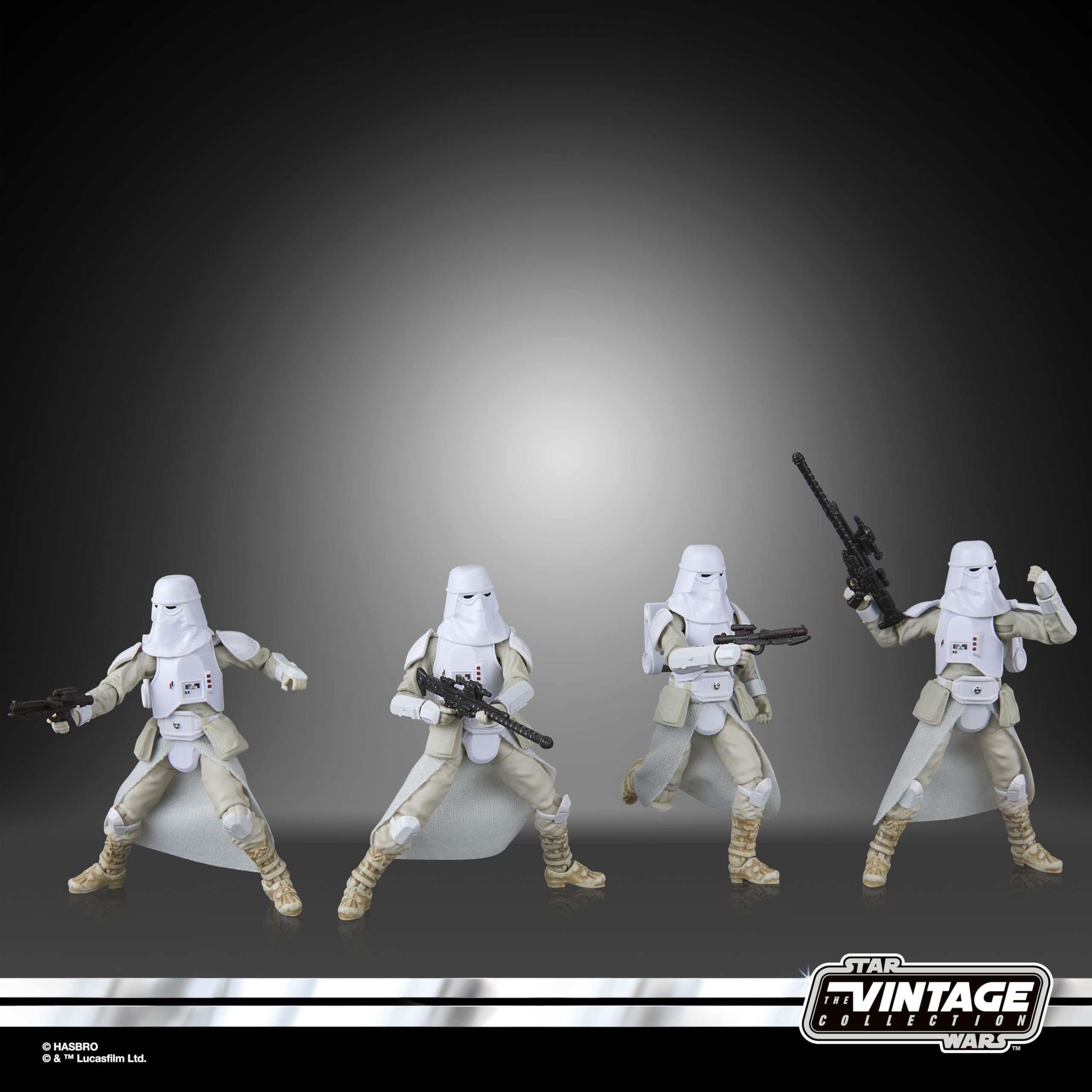 STAR WARS Vintage Collection Snowtrooper 4-Pack heavy blaster options enhance display scenes