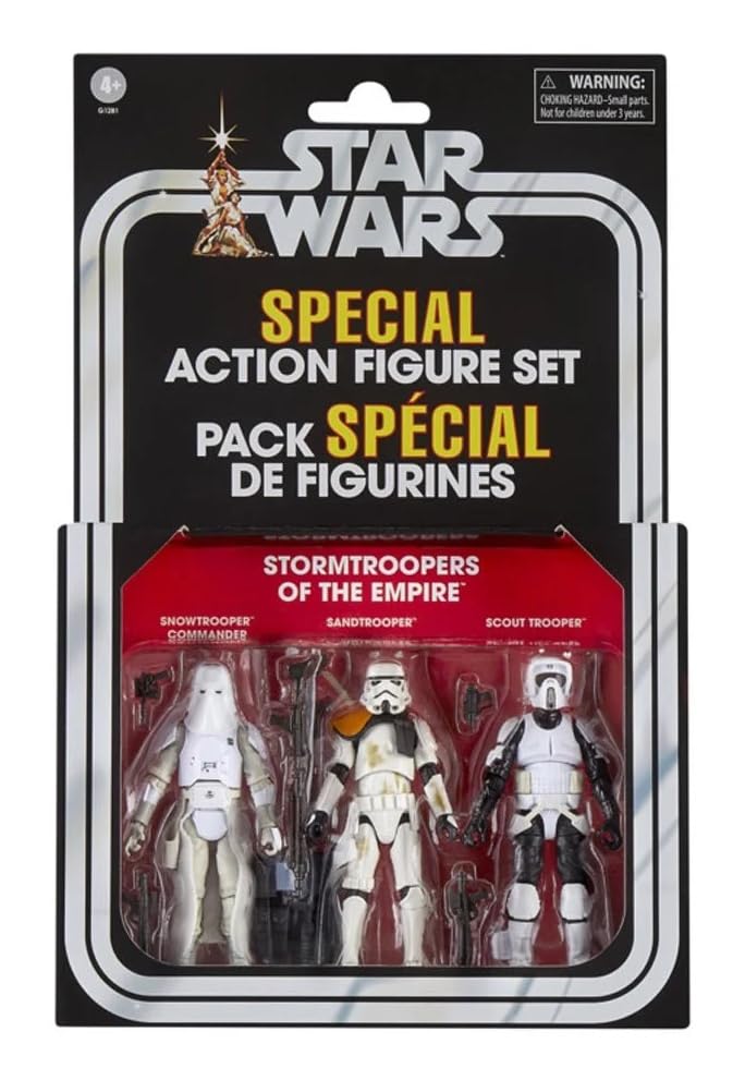 Star Wars Vintage Collection Stormtroopers 3-pack are display-ready figures for collectors.