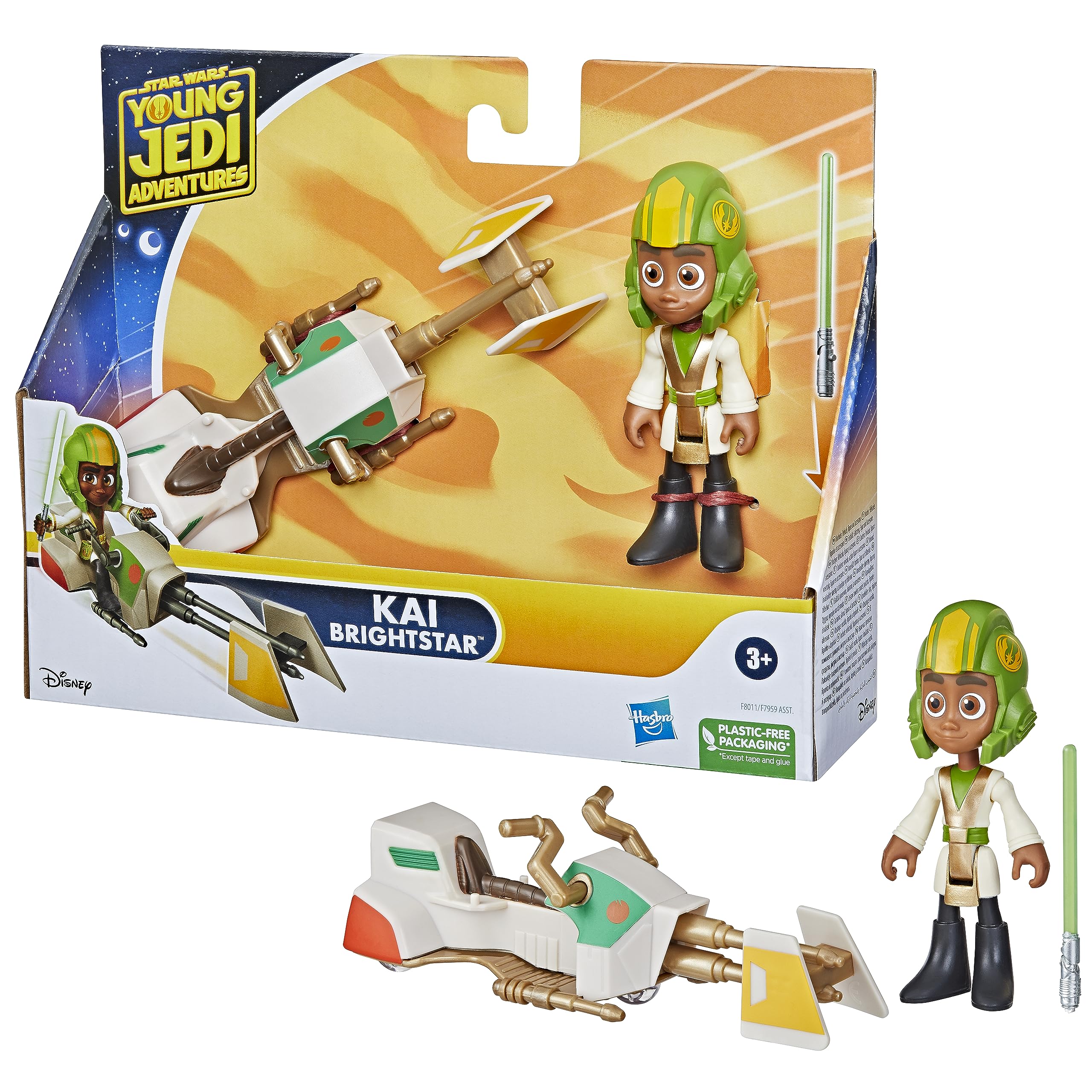 Star Wars Kai Brightstar figure on speeder bike for imaginative play.