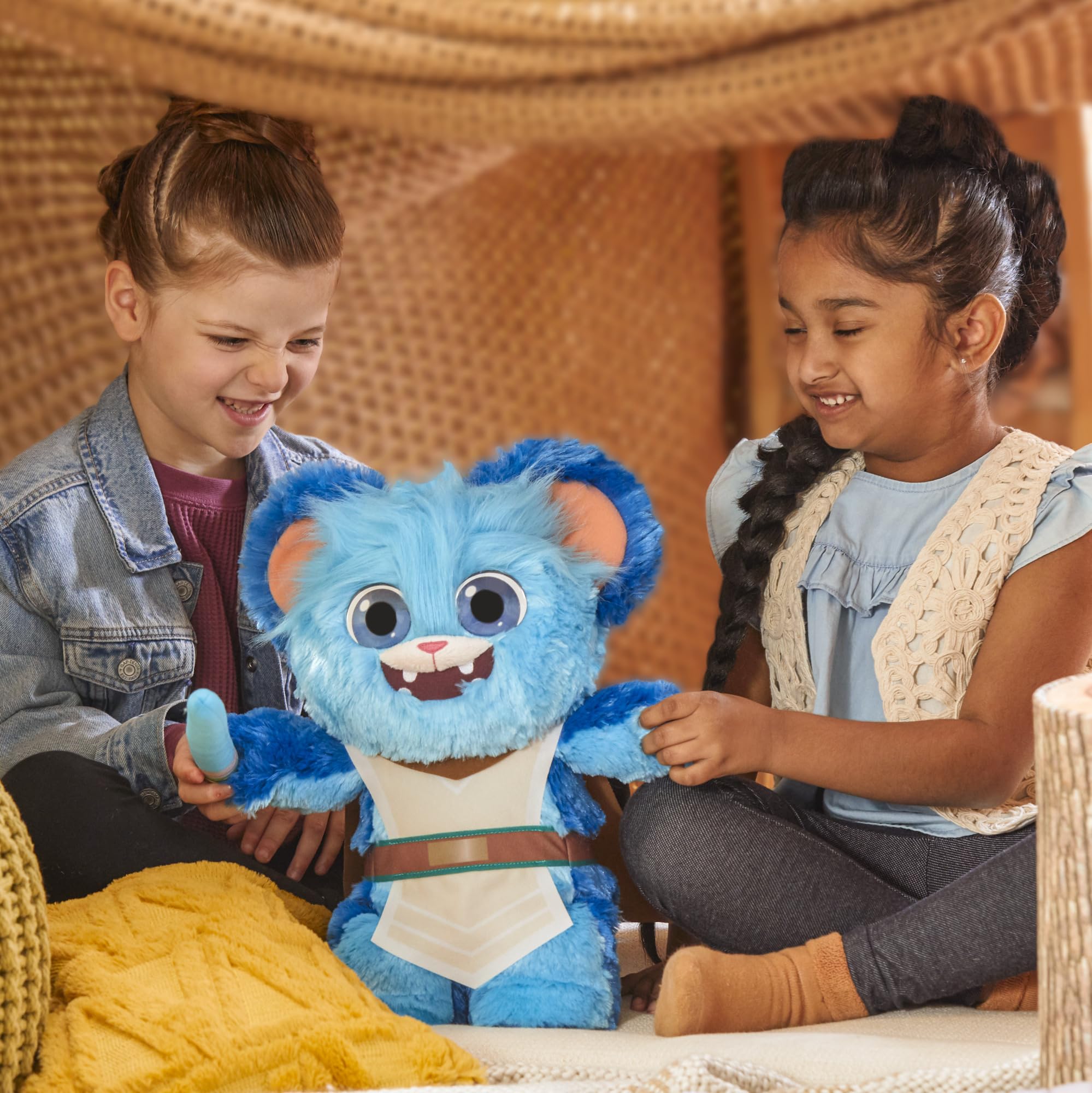 Star Wars: Young Jedi Adventures Nubs plush in a cuddle scene for bedtime routines.