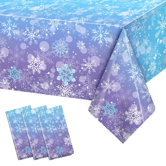 Staraise 3PCS winter tablecloth blue snowflakes for festive tables