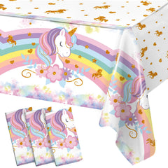 Staraise unicorn tablecloths 3-piece set, wide view enhances party table presentation