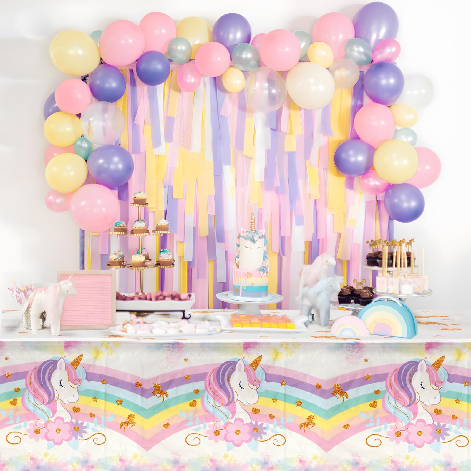 Staraise unicorn tablecloth durable PE material resists spills for easy cleanup
