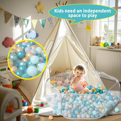 STARBOLO ball pit material close-up shows soft fabric and breathable mesh