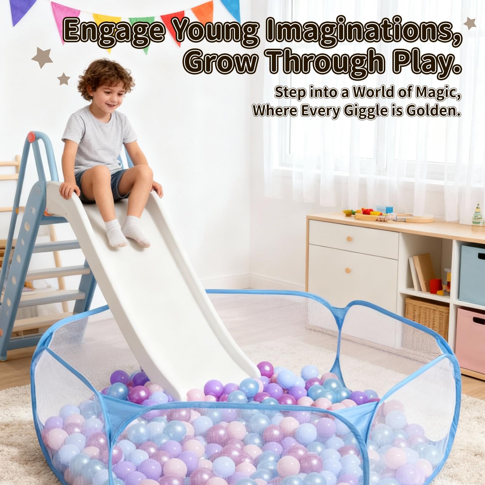 STARBOLO Kids Ball Pit blue bedroom use invites calm, contained playtime