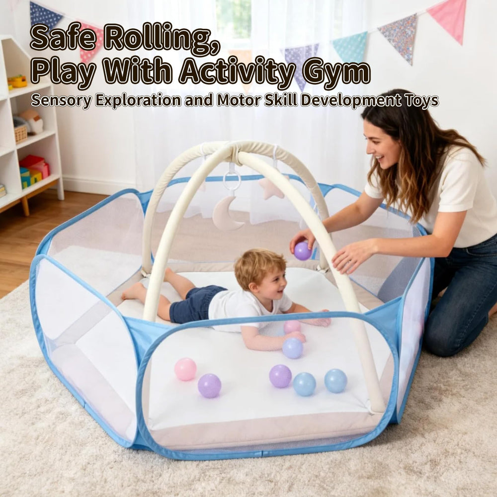 STARBOLO Kids Ball Pit blue inside view, safe and breathable play space