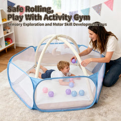 STARBOLO Kids Ball Pit blue inside view, safe and breathable play space