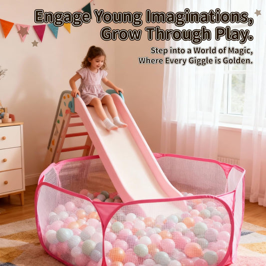 STARBOLO pink hexagon ball pit folded compact for easy storage