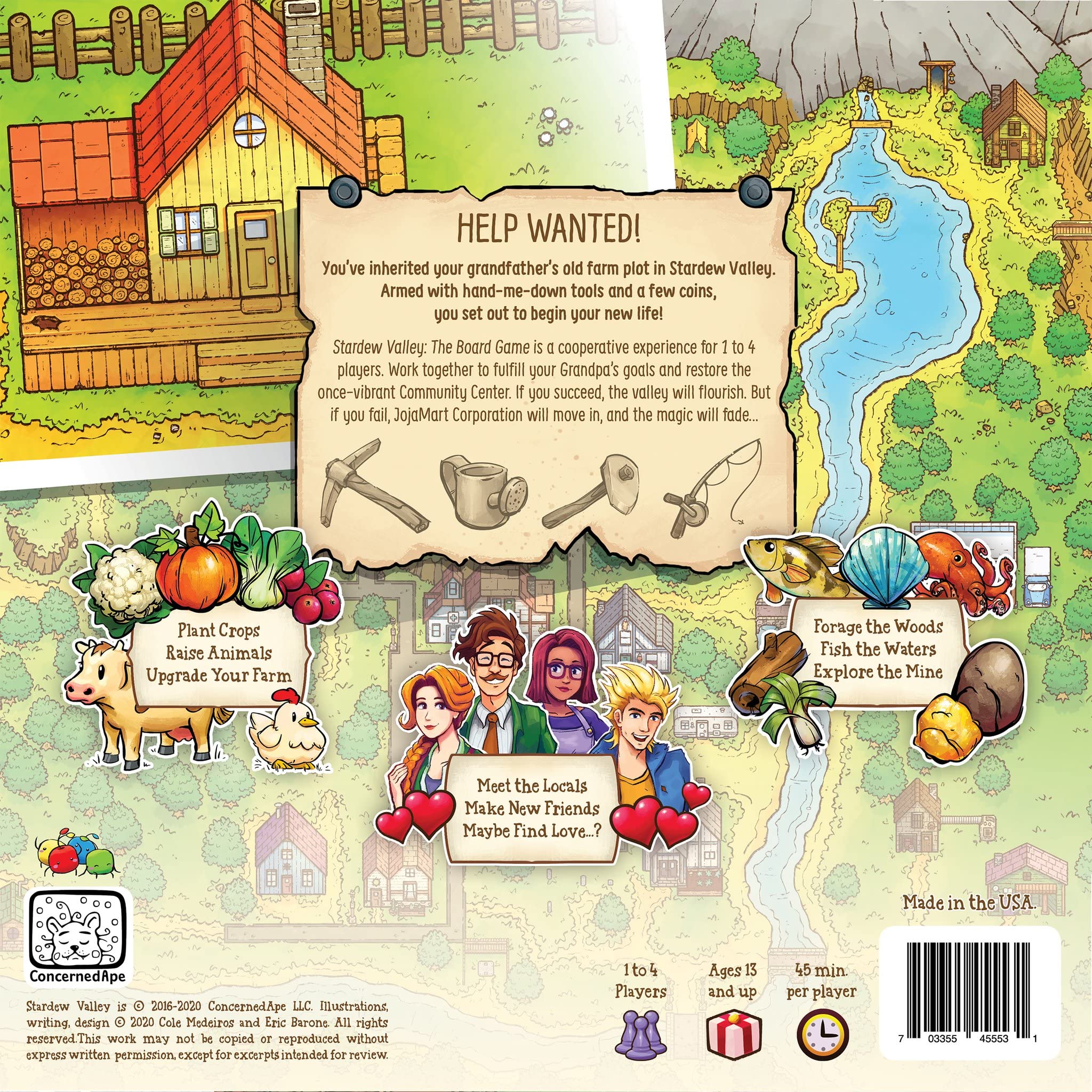 Stardew Valley board game: meeples farming miniatures inspiring team-focused decision making.