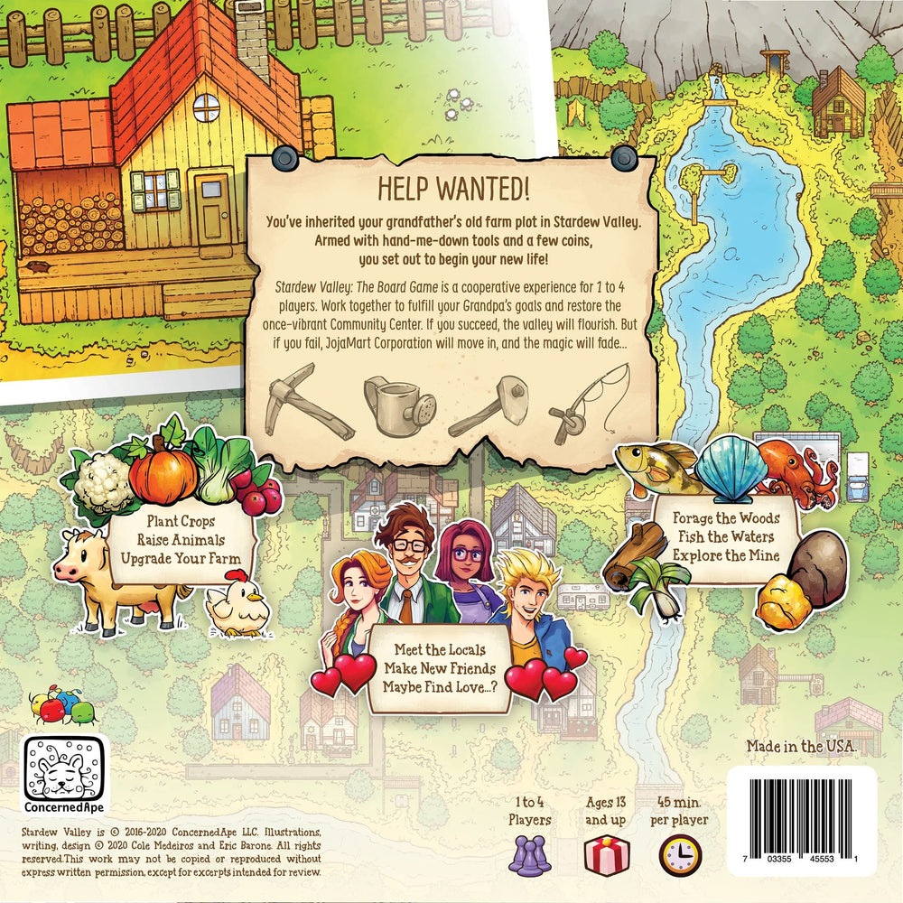 Stardew Valley board game: meeples farming miniatures inspiring team-focused decision making.