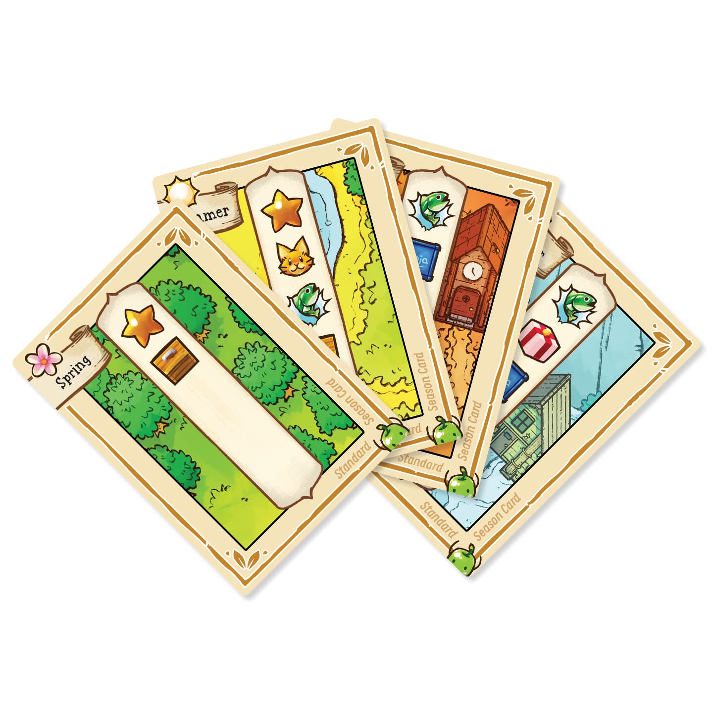 Stardew Valley board game: resource cards support planning and trading during gameplay.