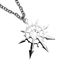 Starforged Chaos Four Gods necklace worn on model demonstrates versatile styling.