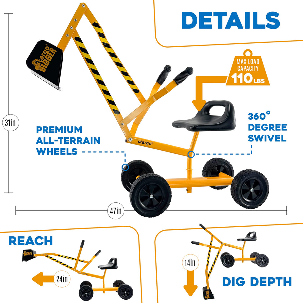 Stargo 360-degree seat rotation promotes ease of maneuvering during scooping.